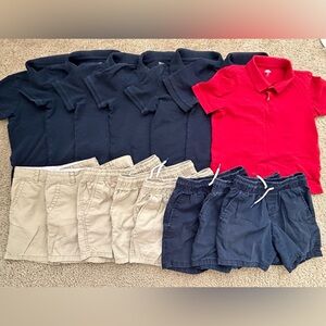 Size: S Polo x 7, Size: 5&XS shorts x 8 school uniform bundle